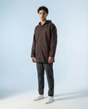 Longline Brown Hooded Coat